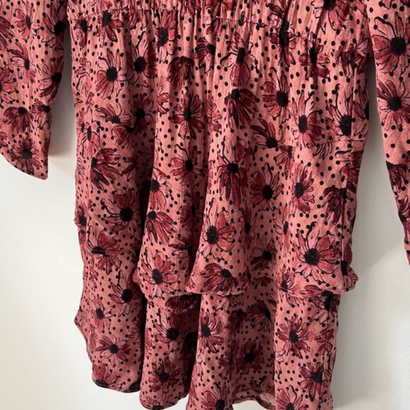 Zara Floral Long Sleeve Ruffle Dress - Picture 4 of 11